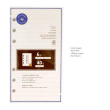 Load image into Gallery viewer, A6 Personal Loose leaf refill lined ruled paper 40 sheets bullet journal Filofax planner