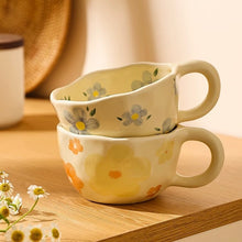 Load image into Gallery viewer, Ceremic_coffee_mug_yellow_flowers