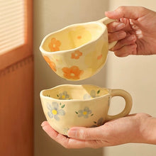 Load image into Gallery viewer, Ceremic_coffee_mug_yellow_flowers