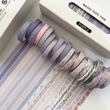 Load image into Gallery viewer, Washi Tape Thin rolls 20 pack purple journaling materials scrapbook stickers