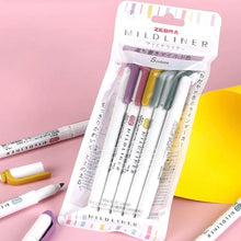 Load image into Gallery viewer, Zebra Mildliner Highlighter New Colour Calm | 5 Colour Set WKT7-5C-OT planner bullet journal highlighter marker