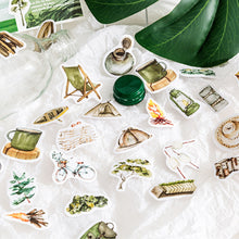 Load image into Gallery viewer, camping time watercolour stickers 46pcs bullet journal scrapbook stickers creative journaling
