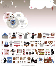 Load image into Gallery viewer, Cat washi tape Lacreme washi tapes black cat and coffee bullet journal scrapbook planner sticker