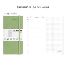 Load image into Gallery viewer, Paperideas Weeks Weekly and Monthly Planner HARD Cover Notebook Hobonichi cousin weeks hobo techo avocado green