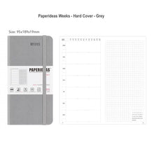 Load image into Gallery viewer, Paperideas Weeks Weekly and Monthly Planner HARD Cover Notebook Hobonichi cousin weeks hobo techo grey