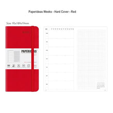 Load image into Gallery viewer, Paperideas Weeks Weekly and Monthly Planner HARD Cover Notebook Hobonichi cousin weeks hobo techo red