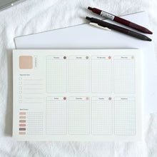 Load image into Gallery viewer, PaperNice Weekly Desk Pad Undated B5 aesthetic planner weekly plan weekly view deskpad notepad desk notepad 25 sheets beige