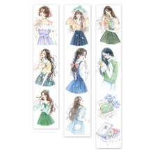 Load image into Gallery viewer, PET Tape girl sticker first sight bujo sticker scrapbook planner washi tape