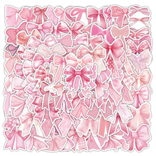 Load image into Gallery viewer, Pink Bow Sticker 100 Pcs Coquette Bow Stickers aesthetic lifestyle bullet journal scrapbook planner stickers journal decoration laptop stickers suitcase luggage stickers