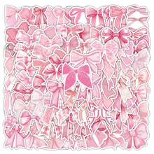 Load image into Gallery viewer, Pink Bow Sticker 100 Pcs Coquette Bow Stickers aesthetic lifestyle bullet journal scrapbook planner stickers journal decoration laptop stickers suitcase luggage stickers