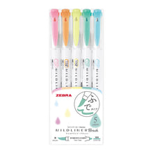 Load image into Gallery viewer, zebra mildliner brush pens green pack bullet journal highlighter