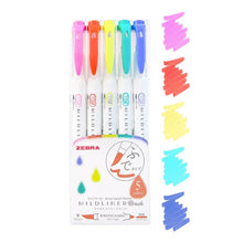 Load image into Gallery viewer, zebra mildliner brush pens orange pack bullet journal highlighter