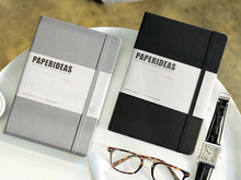 Load image into Gallery viewer, PAPERIDEAS Bullet Journal A5 Dotted Notebook Numbered Pages Grey Black
