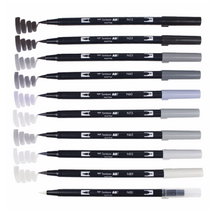 Load image into Gallery viewer, Tombow ABT Dual Brush 10 Colour Set Grayscale bullet journal brush