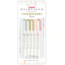 Load image into Gallery viewer, Zebra-Mildliner-Highlighter-New-colour-natural-set-5-bullet journal note taking markers