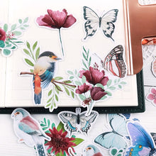 Load image into Gallery viewer, Bird Butterfly Flower Stickers 25 Pcs Bullet Journal Scrapbooking Decoration
