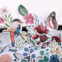 Load image into Gallery viewer, Bird Butterfly Flower Stickers 25 Pcs Bullet Journal Scrapbooking Decoration