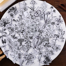 Load image into Gallery viewer, Black n White Plant Stickers 52Pcs Bullet Journal Scrapbooking Decoration