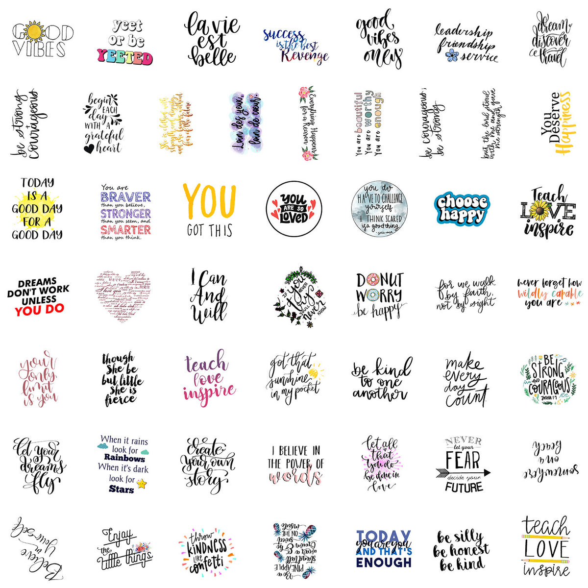 Motivational Quote Sticker Pack 50 Pcs - Nz&au Delivery – Hedgehog Journals