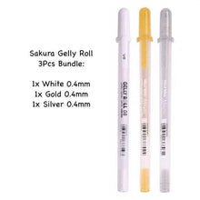 Load image into Gallery viewer, Sakura Gelly Roll White Silver Gold 3 bundle