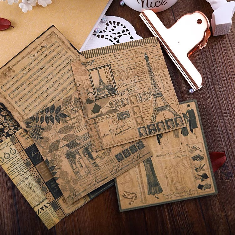 Sticky Scrapbook Paper Vintage 12 Sheets Hedgehog Journals Fast NZ Delivery