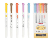 Load image into Gallery viewer, Zebra Mildliner Highlighter Yellow Pack | 5 Color Set WKT7-5C-RC Bullet Journal markers