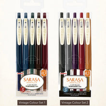 Load image into Gallery viewer, Zebra Sarasa Push Clip Gel Pen Vintage Colour Set 0.5mm bullet journal