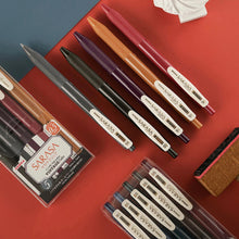 Load image into Gallery viewer, Zebra Sarasa Push Clip Gel Pen Vintage Colour Set 0.5mm bullet journal