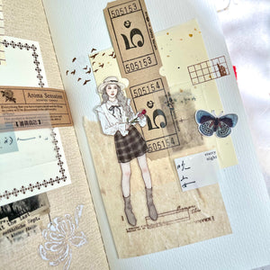 Pion Washi Tape | Elegant PET girl sticker creative journaling scrapbooking bullet journal planner sticker 