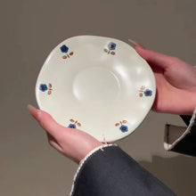 Load image into Gallery viewer, Blue Flower Coffee Mug and Saucer Set 300ml ceramic coffee cup with saucer