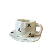 Load image into Gallery viewer, Blue Flower Coffee Mug and Saucer Set 300ml ceramic coffee cup with saucer