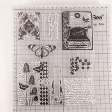 Load image into Gallery viewer, Clear_stamp_vintage_scrapbook_journal_craft_supply flowers and butterfly