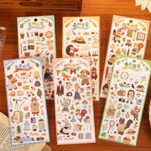 Load image into Gallery viewer, Forest friends PET Sticker Sheets 12pcs whimsical storybook animals bullet journal  hobonichi planner stickers scrapbook cute stickers