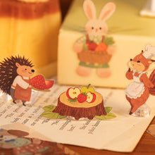 Load image into Gallery viewer, Forest friends PET Sticker Sheets 12pcs whimsical storybook animals bullet journal  hobonichi planner stickers scrapbook cute stickers