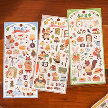 Load image into Gallery viewer, Forest friends PET Sticker Sheets 12pcs whimsical storybook animals bullet journal  hobonichi planner stickers scrapbook cute stickers