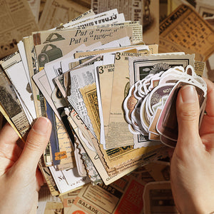 Vintage Mystery Pack | 100 pcs Mixed Stickers and Scrapbook Paper
