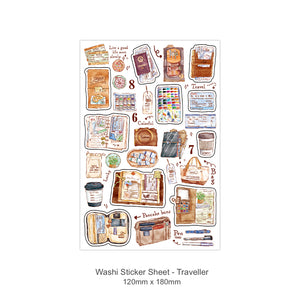 Washi Sticker Sheet Watercolour Style bullet journal sticker scrapbook journaling stickers traveller's notebook hobonichi