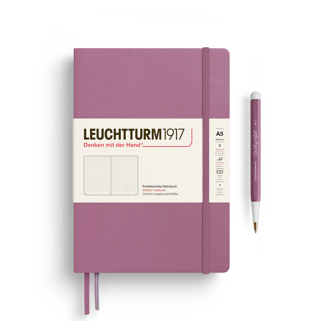 Leuchtturm1917 New Colours Thinking Ahead Dotted Notebook Medium A5 Bullet Journal Dusty Rose