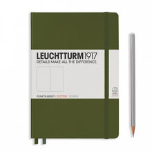 Load image into Gallery viewer, Leuchtturm1917_dotted_notebook_medium_a5_hard_cover army green