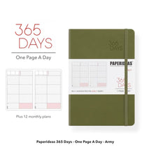 Load image into Gallery viewer, Paperideas 365 Days Planner Hobonichi Techo A5 Hard Cover Notebook bullet journal army green