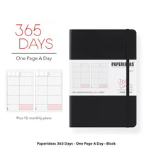Load image into Gallery viewer, Paperideas 365 Days Planner Hobonichi Techo A5 Hard Cover Notebook bullet journal black