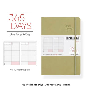 Paperideas 365 Days Planner Hobonichi Techo A5 Hard Cover Notebook bullet journal matcha green