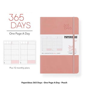 Paperideas 365 Days Planner Hobonichi Techo A5 Hard Cover Notebook bullet journal peach pink