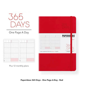 Paperideas 365 Days Planner Hobonichi Techo A5 Hard Cover Notebook bullet journal red
