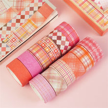 Load image into Gallery viewer, Pink and Orange Plaid Washi Tape | 12 Pack Bullet journal planner scrapbook stickers junk journal washi tape pink washi tapes cute stickers