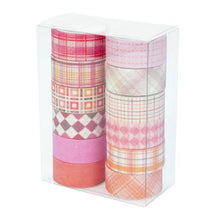 Load image into Gallery viewer, Pink and Orange Plaid Washi Tape | 12 Pack Bullet journal planner scrapbook stickers junk journal washi tape pink washi tapes cute stickers