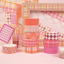 Load image into Gallery viewer, Pink and Orange Plaid Washi Tape | 12 Pack Bullet journal planner scrapbook stickers junk journal washi tape pink washi tapes cute stickers