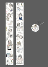 Load image into Gallery viewer, Pion Washi Tape sketch girl sticker creative journaling scrapbooking bullet journal planner sticker 