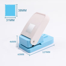 Load image into Gallery viewer, Rectangular Stamp Puncher stamp clipper bullet journal junk journal with me planner sticker cutout white and blue