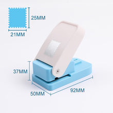 Load image into Gallery viewer, Rectangular Stamp Puncher stamp clipper bullet journal junk journal with me planner sticker cutout white and blue